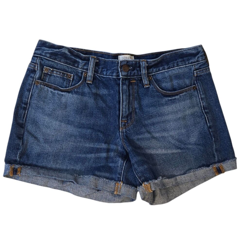 J.Crew Denim Cuffed Shorts Size 26 100% Cotton Medium Wash Jean Shorts